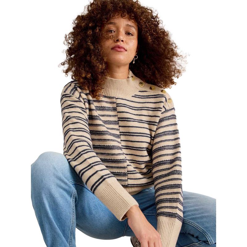 White Stuff Mix Stripe Stand Nk Jumper image number 0